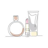 illustration vectorielle de cosmétiques dessinée dans le style d'art en ligne vecteur