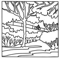 livre de coloriage . beau paysage. fond de ligne d'art vectoriel. vecteur