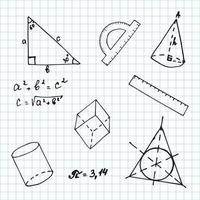 une feuille de cahier avec des éléments géométriques de style doodle