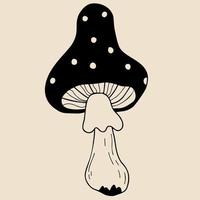 champignon vénéneux agaric de mouche de la forêt. agaric tue-mouche rituel magique. illustration vectorielle. style de doodle décoratif dessiné à la main. vecteur