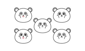panda mignon avec de nombreuses expressions vecteur