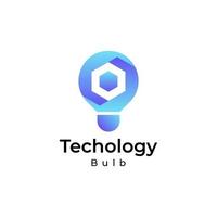 logo d'ampoule de technologie, logo coloré de gradient d'ampoule vecteur