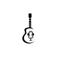 icône de guitare isolée sur fond blanc. magasin de musique, studio d'enregistrement illustration de guitare et de microphone vecteur