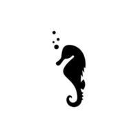 icône graphique hippocampe. signe noir hippocampe isolé sur fond blanc. symbole de la vie marine. tatouage. logo. illustration vectorielle vecteur