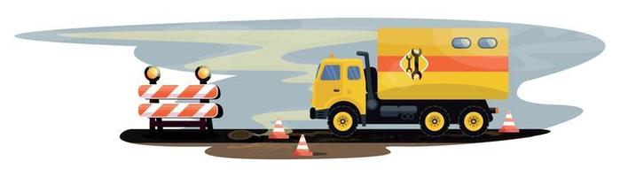 illustration détaillée d'un véhicule de service routier vecteur