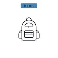 sac à dos icônes symbole vecteur éléments pour infographie web
