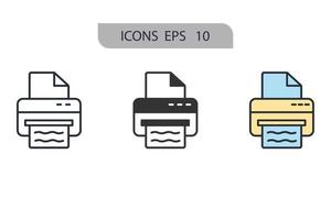 icônes d'imprimante symboles éléments vectoriels pour le web infographique vecteur