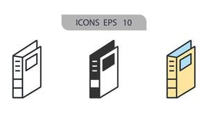 trois icônes de reliure à anneaux symboles éléments vectoriels pour le web infographique vecteur