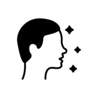 icône de silhouette de profil d'homme. garçon avec pictogramme beauté visage et coiffure. visage masculin en vue latérale icône noire. illustration vectorielle isolée. vecteur