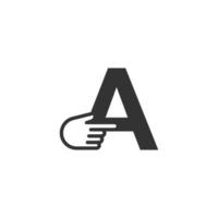 lettre combinée avec une illustration d'icône de curseur de main vecteur