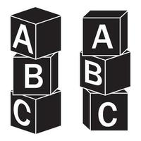 cubes d'alphabet en bois avec lettres a, b, c, illustration vectorielle de couleur isolée vecteur