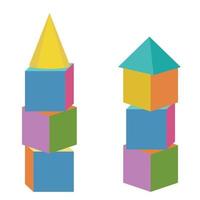 cubes en bois pour la construction de tours, illustration vectorielle de couleur isolée vecteur