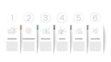 modèle d'infographie d'entreprise minimal créatif. processus de chronologie avec conception de papier découpé et 6 options, étapes ou parties pour la présentation de bannière ou de diapositive. élément de conception de mise en page de flux de travail simple avec des icônes. vecteur