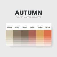 une palette de couleurs d'automne ou des schémas de couleurs sont des combinaisons de tendances et des guides de palettes cette année, tels que des nuances de couleurs de table en rvb ou hexadécimal. un échantillon de couleur pour une mode d'automne, une maison ou un design d'intérieur vecteur