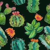 aquarelle de motif de cactus vecteur