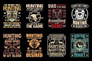 ensemble de conception de t-shirt de chasse, amateur de chasse, chasseur, élément vectoriel, illustration vecteur