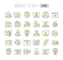 icônes de ligne vectorielle de la journée mondiale de la télévision vecteur