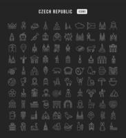 ensemble d'icônes linéaires de la république tchèque vecteur