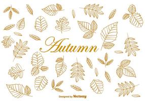 Doodle autumn brown leaves vectors
