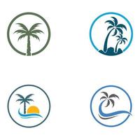 logo palmier, palmier avec vagues et soleil. en utilisant l'édition de conception de modèle d'illustrateur.