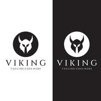 logo casque guerrier viking avec casque à cornes et viking avec la lettre v. le logo peut être utilisé pour les bateaux, les sports et autres. vecteur