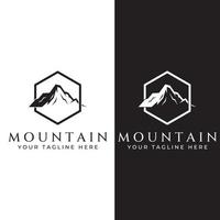 vue sur le paysage de montagne, design minimaliste. logo pour les photographes, les grimpeurs et les aventuriers. édition à l'aide d'illustration vectorielle. vecteur