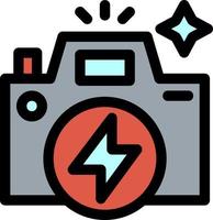 icône de ligne de caméra flash vecteur