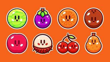 illustration vectorielle de dessin animé mignon pack de fruits vecteur