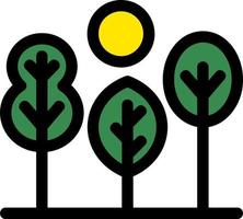 icône de ligne paysage arbre vecteur