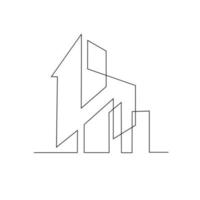 dessin au trait continu logo de la maison moderne vecteur