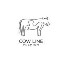 vache ferme ligne mono dessin unique logo icône création vecteur