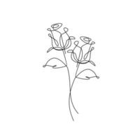 illustration vectorielle de fleur rose une ligne continue vecteur