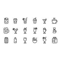 café, thé, coke, bière, icônes, vecteur, conception vecteur