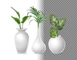 Icône réaliste 3d. isolé. vases en porcelaine blanche pour fleurs ou plantes. vecteur