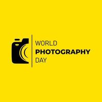 journée mondiale de la photographie, design parfait avec objectif, illustration vectorielle et texte. vecteur