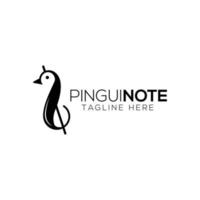 modèle de conception de logo de pingouin et de note de musique avec un style minimaliste vecteur