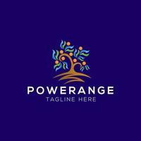 modèle de conception de logo orange et power avec un style branché vecteur