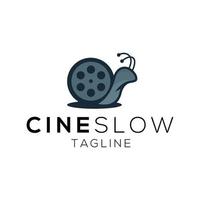 modèle de conception de logo d'escargot et de bande de film avec un style de dessin animé vecteur