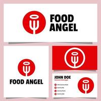 création de logo food angel avec modèle de carte de visite vecteur