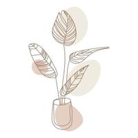 plante d'intérieur, plante de dessin de contour en illustration vectorielle de pot. vecteur