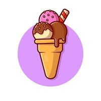 illustration d'icône de vecteur de dessin animé de cône de crème glacée. concept d'icône de nourriture et de boisson isolé vecteur premium. style de dessin animé plat