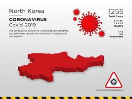 Modèle de conception de la carte du pays touché par la maladie de coronavirus au nord de Koria vecteur