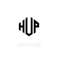 création de logo de lettre hup avec forme de polygone. création de logo en forme de polygone et de cube. modèle de logo vectoriel hup hexagone couleurs blanches et noires. monogramme hup, logo d'entreprise et immobilier.