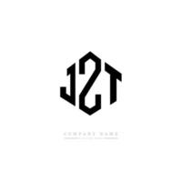 création de logo de lettre jzt avec forme de polygone. création de logo en forme de polygone et de cube jzt. modèle de logo vectoriel jzt hexagone couleurs blanches et noires. monogramme jzt, logo d'entreprise et immobilier.