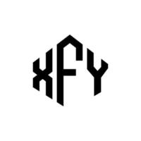 création de logo de lettre xfy avec forme de polygone. création de logo en forme de polygone et de cube xfy. modèle de logo vectoriel xfy hexagone couleurs blanches et noires. monogramme xfy, logo d'entreprise et immobilier.