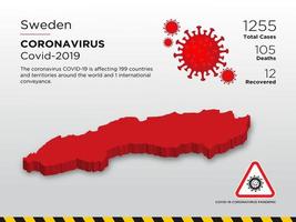 Suède: carte du pays touché par la propagation du coronavirus vecteur