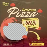 modèle de bannière de publication de médias sociaux de promotion de menu de nourriture de pizza délicieuse. vecteur