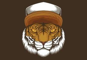 tigre, porter, chapeau, illustration vecteur