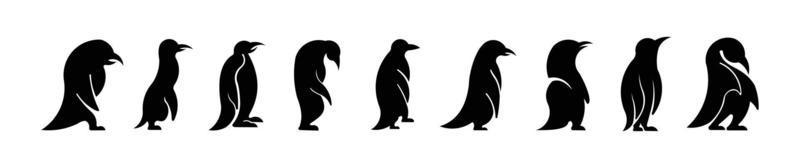 pingouin, oiseau, animal, silhouette, dessin animé, vecteur, icône vecteur