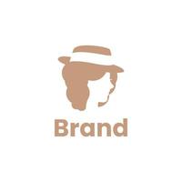 silhouette de logo moderne de femme au chapeau vecteur